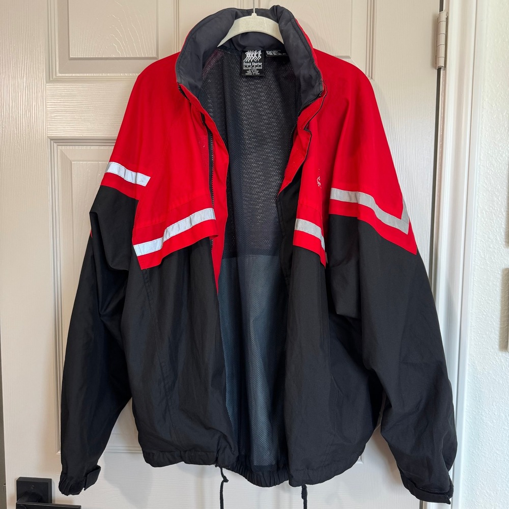 Frank Shorter Windbreaker Men XL‎ Red Black Activent Vintage Reflective Jacket